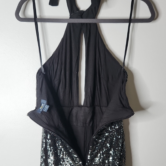 NWT Maeve Antropologie Sequin Halter Jumpsuit Carbon Size 2 - Picture 14 of 15
